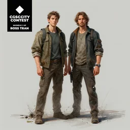 a couple of people standing next to each other, concept art by ross tran, cgsociety contest winner, auto - destructive art, official art, artstation hd, concept art