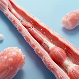 detailed photorealistic artist's illustration of a myofibril muscle fibre mechanism, highly detailed, 4 k