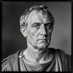 a monochrome, glass negative, silver gelatine realistic, supersharp, supersharp, realistic, photographic daguerreotype portrait of julius caesar and cleopatra, shallow depth of field