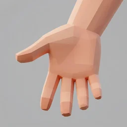 hand, low - poly 3 d model, rendered in octane, ambient occlusion