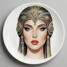 plate photography, closeup portrait of a beautiful pagan art deco renaissance female beside the river at sunset, studio lighting, ultra high definition