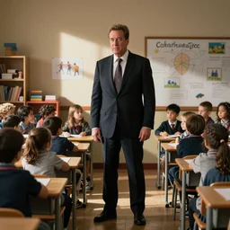arnold schwarzenegger guarding a kindergarten.