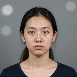 portrait mugshot, young lady with leprosy on face, medical, bokeh, 6 0 mm, studio light, face