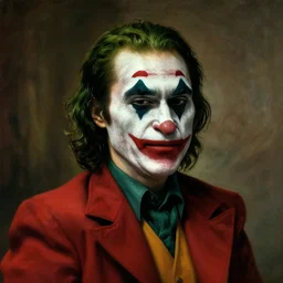 joker, portrait, oil painting, old masters, rembrandt light, classic, cinematic, highly detailed, 8 k