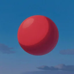 Big red sphere visible in the sky, the time of day is dusk, beautiful matte painting by Makoto Shinkai,