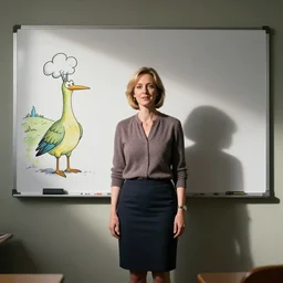 Liz Truss standing in front of a whiteboard, cartoon, Chris Riddell
