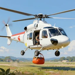 a helicopter being refueled, landscape painting, fine art, trending on artstation, smooth draw, sharp focus, digital art, bright colors, no anomaly, high detailed, high resolution.