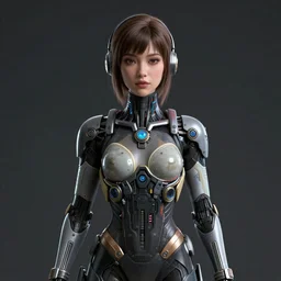 Epic cinematic portrait of a very beautiful dollpunk female wearing Abstract tech bodysuit, focus, realistic eyes, symmetric body features proportions, golden ratio, ultra intricate details, award winning, unreal render, by Tom Bagshaw