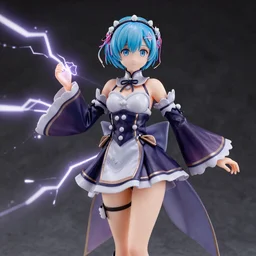 A nendoroid of Ram from Re:zero, by Peter Mohrbacher and Craig Mullins, full shot, official media, beautiful, detailed, high quality, wallpaper 4K, epic, trending on artstation and behance, dynamic lightning