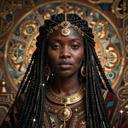 hyper realistic photography portrait of postapocalyptic medieval religious occult african amazon cinematic, brom, mucha, moebius, juan gimenez artstation, cgsociety