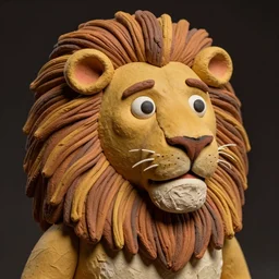 real lion-o!! clay! close detailed sculpted head , style: claymation puppet kids clay , by guldies
