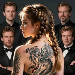 girl with plaits, back view, dragontattoo, by serge marshennikov, jeremy lipking, joseph todorovitch