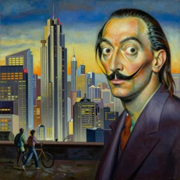 a painting of cyberpunk city, salvador dali style