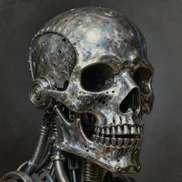 closeup of metal Skeletal mask, intricate, biomechanical, mechanical by h.r giger, giger, Zdzislaw Beksinski, nekro, highly detailed, soft lighting, 8k resolution, oil on canvas