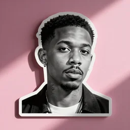 greyscale magazine cutout of Tyler the Creator pasted on a pink background