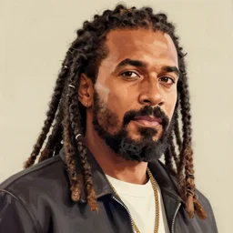 a highly detailed painting of a man with dreadlocks and a beard in the reality of Grand Theft Auto V Rockstar Games