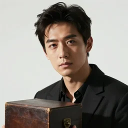A man on the box, white background