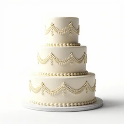 elegant wedding cake, stylized 3d render, isolated on a pure white background, centered, entire object in frame, sharp focus, soft studio lighting