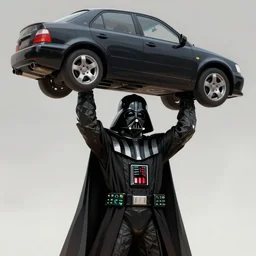 Darth Vader holding a car above his head, concept art