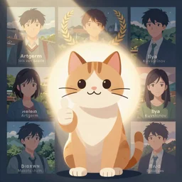 a cat with thumbs up, clean cel shaded vector art. shutterstock. behance hd by lois van baarle, artgerm, helen huang, by makoto shinkai and ilya kuvshinov, rossdraws, illustration