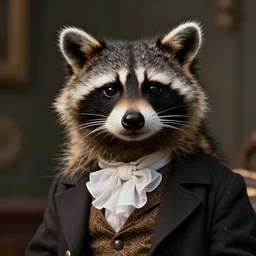 cansid photo of a raccoon dressed as a victorian gentleman