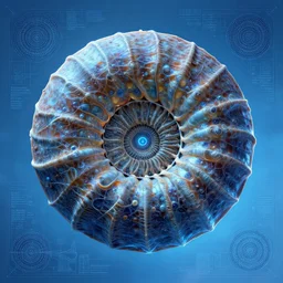 portrait of ammonite starbringer, in the style of Greg Broadmore and Arthur Rackham and Moebius,trending on artstation, light lighting side view,digital art,surrealism ,macro,blueprint ,vaporwave ,