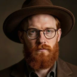ginger bearded man with glasses, felt