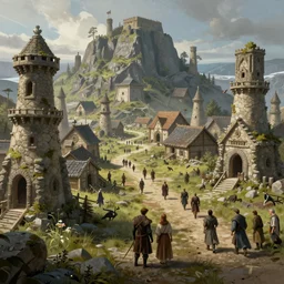a viking village, ultra detailed, realistic, lost civilizations, highly detailed, digital painting, artstation, concept art, sharp focus, illustration, art by aleksi briclot, raphael lacoste, magali villeneuve
