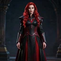 summer glau as sith warrior, determined, powerful, with smooth porcelain skin, long flowing red hair, wearing black and red imperial sith military robes, full body portrait, centered composition, unreal engine render, 8 k, hypermaximalist, extremely detailed, cinematic, nighttime, dark lighting