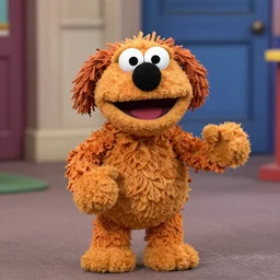 A service dog muppet, sesame street