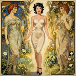 Betty Page, full body, sharp focus, illustration, art by artgerm and greg rutkowski and alphonse mucha