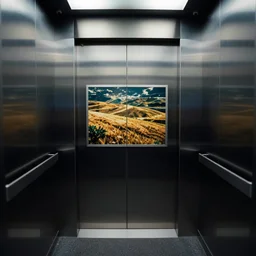 an elevator designed by ryoji ikeda, 3 5 mm film