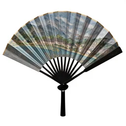 sleek hand fan, high detail macro photography, isolated on a pure white background, centered, entire object in frame, sharp focus, soft studio lighting