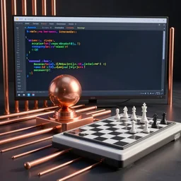 Commodore Amiga Style coding demo, 3d ball over copper bars and a raytraced chessboard