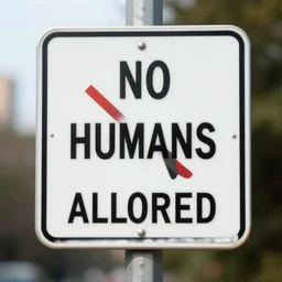 no humans allowed store pictogram, street sign, concept art, artstation, ultra - realistic, 4 k