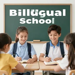 ad for bilingual elementary school, professional advertisement, high quality, digital banner