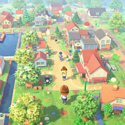 a beautiful port town as seen from above in the style of animal crossing new horizons and kiki's delivery service by geof darrow and jean giraud h 6 4 0