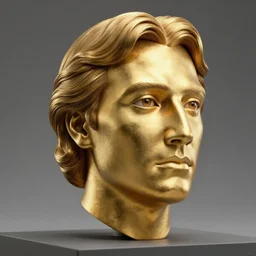 golden head sculpture of qui - gon jinn liam neeson 4 k, movie still, uhd, sharp, detailed, cinematic, render, modern