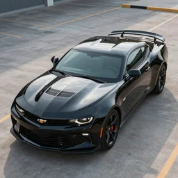 Overhead view of a Black Chevrolet Camaro LT, Professional Photography, Promotional Photo