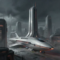 A professional digital painting of a far future Streamline Moderne city, by Alena Aenami, trending on Artstation, oppressive atmosphere