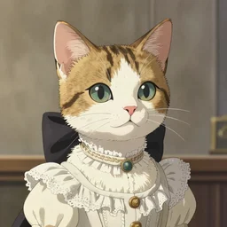 portrait of a victorian calico cat girl noble, fursona, furry art, delicate, pure, elegant, victorian, detailed fur, detailed dress, anime key visual, makoto shinkai
