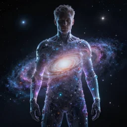 a man made out of the galaxy, digital art, highly detailed, coherent, high quality
