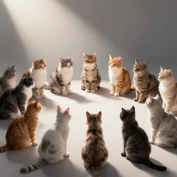 many cats at the party, digital art, concept art