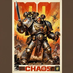soviet propaganda poster of chaos from warrhammer 4 0, 0 0 0, warhammer 4 0 k, socialist realism. by alexander zelensky, viktor deni, havrylo pustoviyt