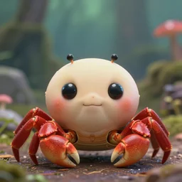 very beautiful portrait of an extremely cute and adorable little crab, smooth, perfect face, fantasy, character design by mark ryden and pixar and hayao miyazaki, sharp focus, concept art, intricate detail, cinematic lighting, hyperrealistic, 5 0 mm, diorama macro photography, 8 k, nature background
