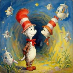 tunnel of love ukraine in the style of dr. seuss, starships, painting by albert bierstadt