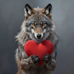 a realistic painting of a werewolf holding a loving heart, fantasy art, matte painting, highly detailed