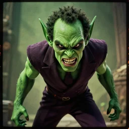 donald glover as the green goblin, digital art, dramatic, lomo, field of view, f / 2 2, 3 d, angry, evil, posterization, by weta digital, 8 k concept art, detailed