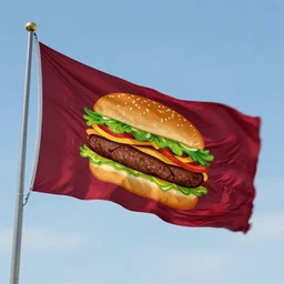 beautiful photograph of a flag representing burgers waving in the wind