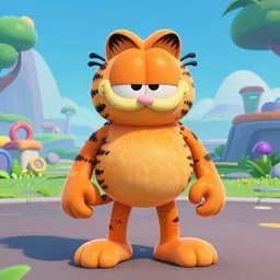a screenshot of a player with a garfield skin in fortnite ( 2 0 1 7 ), garfield and friends public event in fortnite